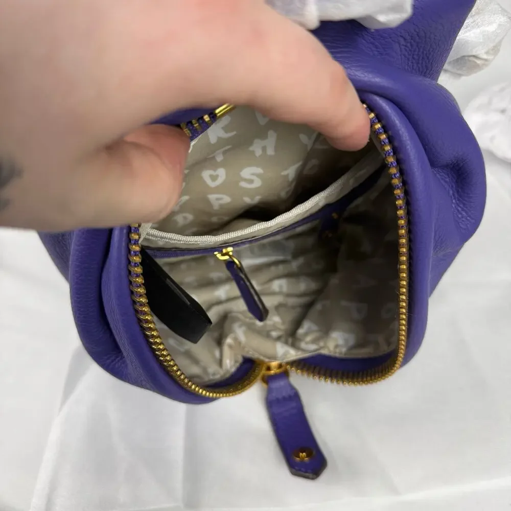 Aimee Kestenberg Purple Tamitha Mini Leather Cotton Backpack Crossbody NWT - Picture 8 of 15